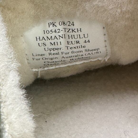 Olukai Hamani Hulu Mens Size 11 Slippers Dusty Olive Slip On Shoes Wool Warm NEW - Picture 6 of 6